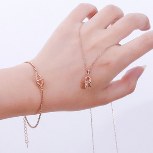 Perhiasan <span class=keywords><strong>Set</strong></span> Kalung, Anting, & Gelang Wanita Lapis Emas Rose 925 Perak, Langsung dari Pabrik, Ready Stock - Product Image 4