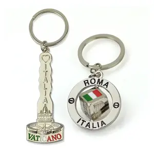 Porte-clés de tourisme italien vintage Porte-clés souvenir en alliage de zinc 3D rotatif en métal Porte-clés de <span class=keywords><strong>Rome</strong></span> et du Vatican pour les touristes - Product Image 1