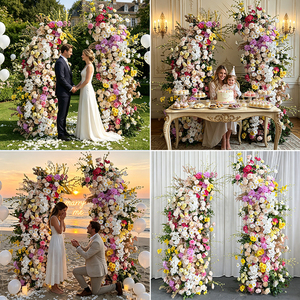 Promise <b>Artificial</b> <b>Flower</b> Arch Set Mixed Colors Romantic Wedding Decoration High Simulation Polyester Handmade - Product Image 2