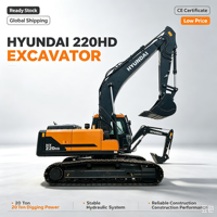 En stock, excavatrice sur chenilles Hyundai HX220HD d'occasion, 22 tonnes, excavatrice hydraulique pour travaux de terrassement et construction d'infrastructure
