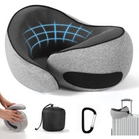 Oreiller de voyage 100 % mousse à mémoire de forme, accessoires portables pour avion avec masque pour les yeux