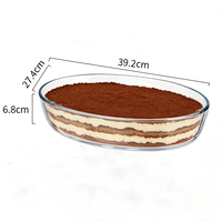 Plat à four en verre ovale, robuste et durable, peut être lavé au lave-vaisselle, idéal pour le tiramisu, les fruits et les desserts