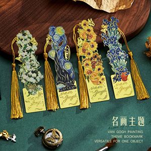 Marque-page en métal Zhi Shu, thème peinture Van Gogh, design ajouré, emballage coffret cadeau, cadeau pour étudiants et enseignants - Product Image 1
