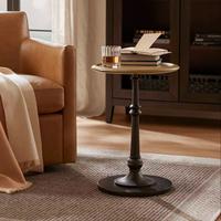 Table basse ronde en bois massif avec cadre en bois, design moderne, facile à nettoyer, pour la maison, à placer près du canapé