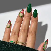 Uñas Postizas de Gel Suave con Diseño de Margaritas Frescas, Cobertura Completa, para Salón de Belleza, Arte de Uñas
