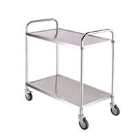 Goed Verkopende 2-Tier Gepolijste Vierkante Buis Roestvrij Staal Catering Trolley Keuken Trolley Kar Voor Hotel & Restaurant Benodigdheden
