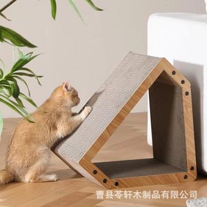 Solid wood log cabin-shaped standing cat <b>scratching</b> <b>post</b>, cat <b>scratching</b> bed, cat toy, cat pet supplies, house, standing cat - Product Image 2