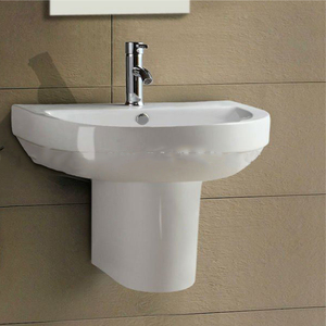 Lavabo de Pared Simple de Cerámica Blanca para Baño, Lavamanos Colgante - Product Image 3