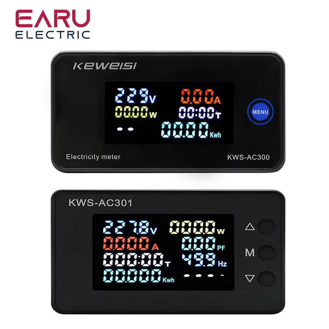 Voltmeter Ammeter AC 50-300V Power Energy Meter Digital Wattmeter Electricity Meter 0-20 100A Power KWS-AC301 AC300