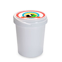 Conteneur rond en plastique de 1 litre, conteneurs blancs en PP avec poignée pour yaourt, étiquette IML, bac en plastique de 1000 ml, seau en plastique avec couvercle