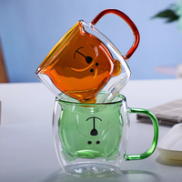 Mug à café expresso en verre 240 ml (8 oz) avec poignée en forme de queue de chat, design adorable, résistant à la chaleur, en verre borosilicate double paroi