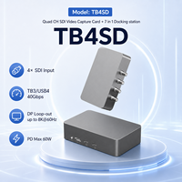 Tarjeta de Captura de Cámara Thunderbolt3 USB4 4CH SDI 1080P60 8K con Salida DP, Conexión en Cadena, Alimentación PD60W, Base de Captura MP4 de Aluminio
