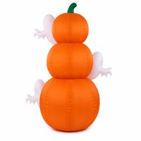 Empilement de citrouilles gonflables d'Halloween avec des fantômes |   Décoration de jardin éclairée par LED