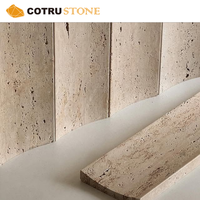 Flûtes en travertin beige de luxe, motif rayé personnalisé, mosaïque en pierre naturelle, décoration murale