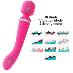 2 Motoren <span class=keywords><strong>Vibrator</strong></span> 360 ° Rotation 2 in 1 Sexspielzeug für Frauen Zauberstab Paar G-Punkt Klitoris Stimulator Waren Sexspielzeug für Frauen - Product Image 3