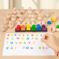 Ensemble de tampons en bois DIY pour projets artistiques d'enfants, alphabet et lettres ABC, avec tampon encreur, pour cadeaux de fête d'anniversaire