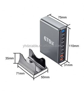 670W Multi Port 8-port USB GaN Fast Charging Desktop Charger <b>Adapter</b> 140W Laptop and Tablet Fast Charger - Product Image 5