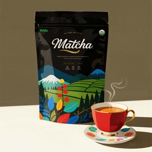 Sachet Doypack refermable en plastique PE de qualité alimentaire avec fermeture éclair pour l'emballage de poudre de thé vert - Product Image 5