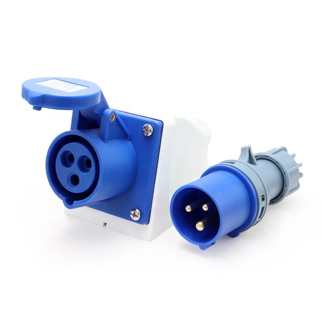 CE for Certified 16A 250V 6H Industrial Socket Plugs 3P 2P+E 3 Outlets IP44 240V 16A OEM 3 Pin Electrical Plug