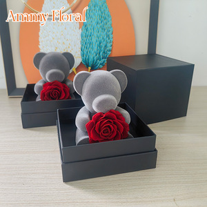 AM-PFG09B Ammy Fleur éternelle avec boîte <span class=keywords><strong>cadeau</strong></span> ours en peluche, fleur préservée dans une boîte <span class=keywords><strong>cadeau</strong></span>, cadeaux pour la Saint-Valentin, la <span class=keywords><strong>fête</strong></span> <span class=keywords><strong>des</strong></span> <span class=keywords><strong>mères</strong></span> - Product Image 3