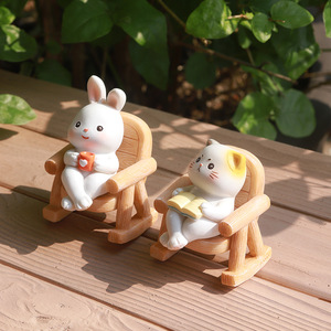 Figuras de animales de dibujos animados de resina, 2 uds., decoración de escritorio, suministros de oficina, creativos, para aliviar el estrés, peso ligero - Product Image 4