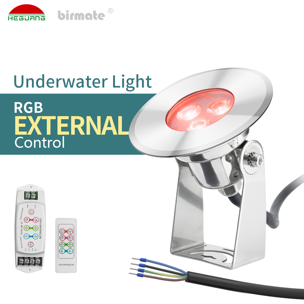 DC12V SS316L 5W RGB External Controller Swimming Pool LED Underwater Light