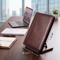 Portafolio A4 con Cierre, Portafolio Ejecutivo de Cuero PU con Calculadora, Ranuras para Tarjetas, Soporte para Bolígrafo, Bolsillo para Documentos