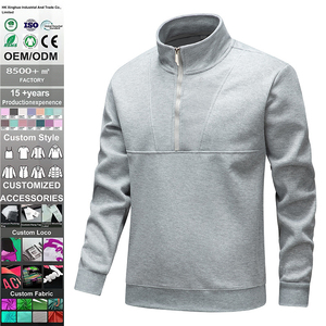 Sweat-shirt sport décontracté pour homme de haute qualité 410, poids lourd, col montant, argent uni, respirant, haut pour jeunes, coupe ample, automne - Product Image 1