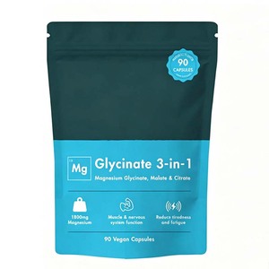 Cápsulas Veganas de <span class=keywords><strong>Magnesio</strong></span> 90 Unidades 1800mg Glicinato Malato Citrato 384mg <span class=keywords><strong>Magnesio</strong></span> Elemental Apoya los Músculos y los Nervios Glicinato 3 en 1 - Product Image 1