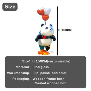 Escultura de Globo de Panda Grande <span class=keywords><strong>y</strong></span> Duradera de Fibra de Vidrio, Pintada a Mano, para Punto de Foto de Internet Famoso - Product Image 3