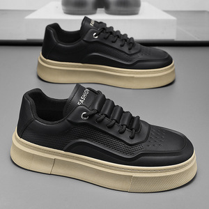 Nuevos Zapatos Blancos de Cuero para Hombre, Transpirables, con Suela Gruesa, Modernos, Versátiles, Casuales, para Uso Diario - Product Image 2