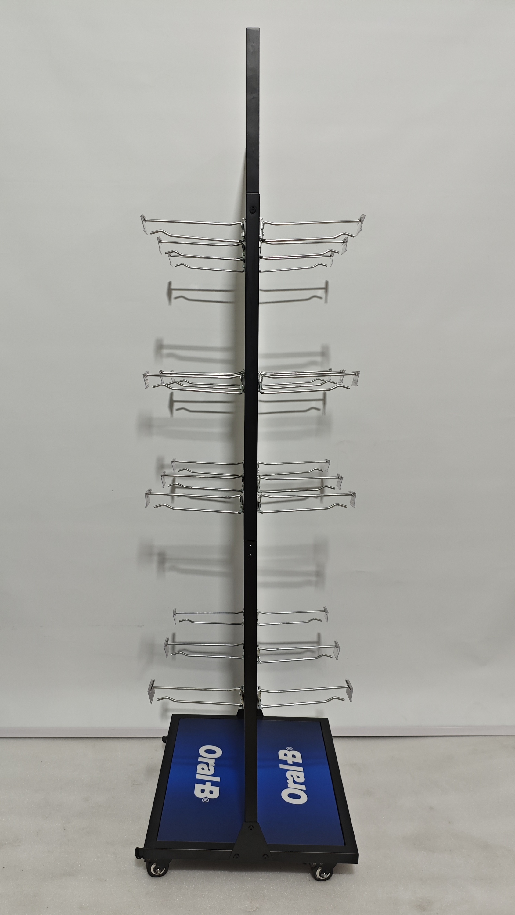 Electronic Toothbrush Display Stand Black Double Sided Pegs Board Display Racks Floor Stand Metal Shelf with Hooks — view 3