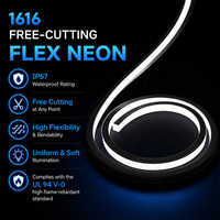 Bande lumineuse LED néon à découpe libre 16x16mm, tube en silicone flexible à éclairage frontal, 140 LED/m pour éclairage décoratif architectural