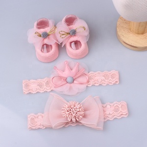 3D mignon personnalisé mince tricoté antidérapant à volants bébé chaussettes et bandeau ensemble décontracté nouveau-né garçon et fille été essentiels - Product Image 6