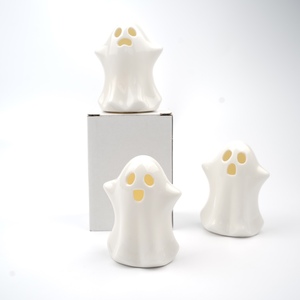 Wholesale High Quality White Ceramic Porcelain Classic Cute Die-Cut LED Ghost Figurine for Halloween & <b>Easter</b> Holiday Gifts - Product Image 1