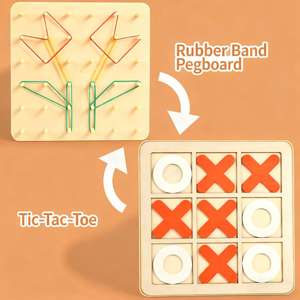 Tablero de uñas dos en uno de educación temprana para niños, tablero de mosaico de uñas Tic-tac-toe, juguetes educativos de enseñanza de doble cara dos en uno - Product Image 4