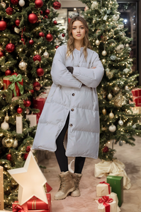 <span class=keywords><strong>Doudoune</strong></span> <span class=keywords><strong>longue</strong></span> texturée pour femmes en hiver décontracté col rond fabricant de manteau polyvalent décontracté solide long manteau ample - Product Image 3