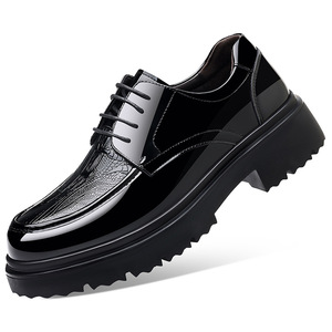 Men's Patent Leather Oxfords Round Toe Lace Up <b>Height</b> <b>Increasing</b> Rubber Sole Wedding Dress <b>Shoes</b> All Seasons Solid Color - Product Image 5