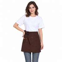 Tablier de taille en toile personnalisé avec logo et poches, court, pour serveurs/serveuses, uniforme de personnel de café, restaurant, bar, vente en gros