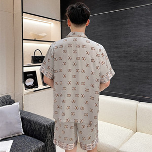 Nighty Designs été glace soie manches courtes vêtements de nuit maison vêtements grande taille hommes pyjamas mince garçons décontracté nuit costume - Product Image 6
