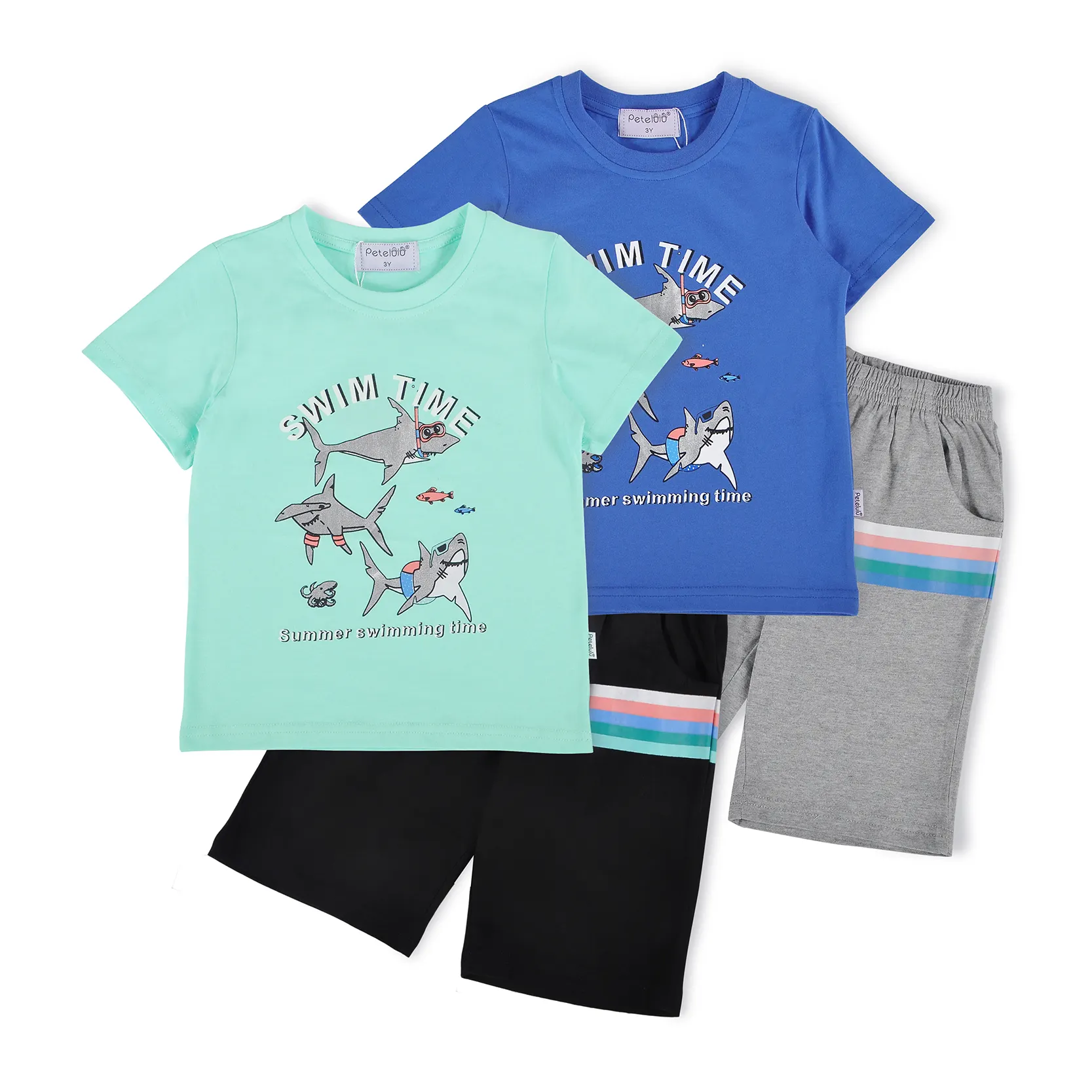 Summer Boutique Fashion Cute Kids Clothes Short Sleeve Children T Shirt Plain Branded Baby Boys Clothing Set