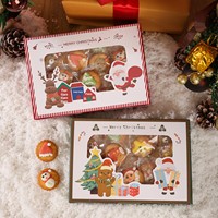 Boîte cadeau de Noël pour bonbons, biscuits croquants et nougats en forme de flocon de neige, boîte à fenêtre, emballage cadeau vide anti-humidité, cadeau portable