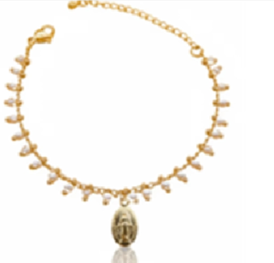 Collar de Perlas Pequeñas Chapado en Oro con Colgante de Virgen, Joyería Religiosa para Mujer, Regalo - Product Image 5