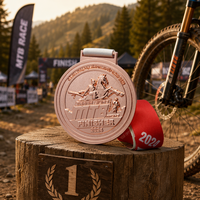 Médaille de finisseur VTT personnalisée en alliage de zinc or rose, ronde, pour course cycliste, tournoi sportif, récompense souvenir OEM