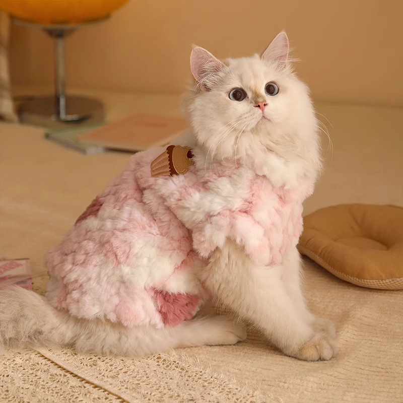 Manteau en peluche style dessert tie-dye (rose)