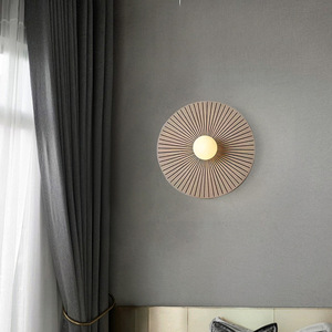 Lámpara de Pared de Madera de Estilo Wabi-Sabi, Decorativa, de Madera <span class=keywords><strong>Original</strong></span> Japonesa, Redonda, para Escalera, Diseño Antiguo - Product Image 1