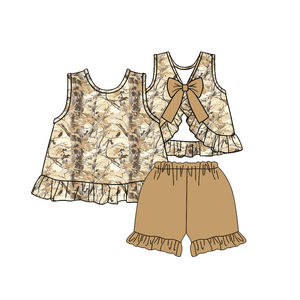 GSSO3470 CUSTOM Ensemble sans manches pour petite fille, imprimé fleurs de cerisier roses, tenues pour enfants, vente en gros, ensemble pour fille - Product Image 2