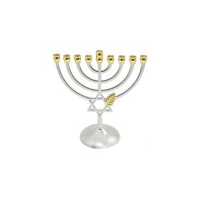 High Quality Wholesale Luxury Metal Menorah Supplier of Metal Candle Holder <b>Silver</b> Finished Handmade Designer Candle Stand - Product Image 2