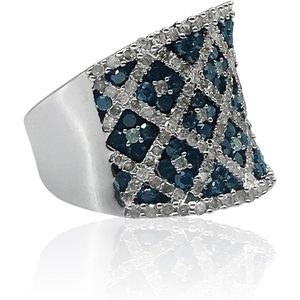 Jewelspaark <b>Diamond</b> <b>Ring</b> 3.12 Cttw Round Cut White And Blue Enhanced Natural Stone 925 Sterling Silver Engagement Jewelry For - Product Image 3