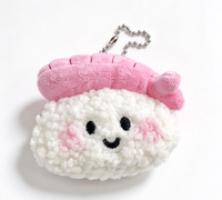 Porte-clés en peluche mignon en forme de sushi, dessin animé, doux, écologique, 3D, avec mini porte-monnaie